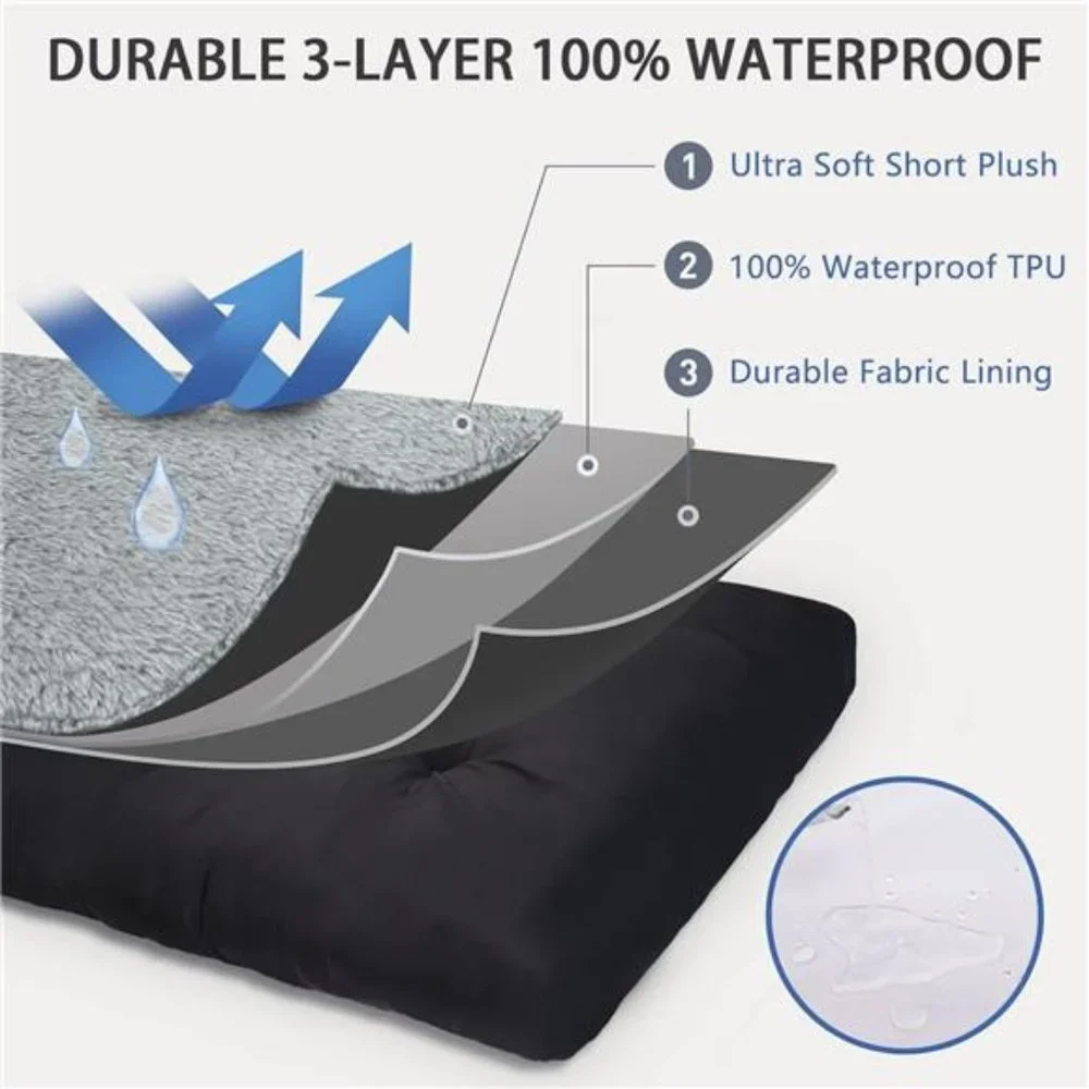 Dog Crate Bed Waterproof Deluxe Plush Dog Beds with Removable Washable Cover